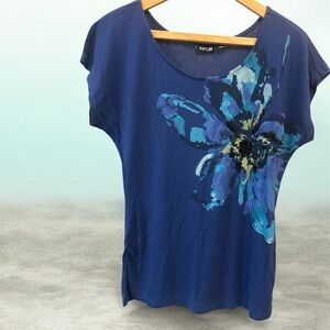 Apt. 9 Navy Floral Sequined Top M